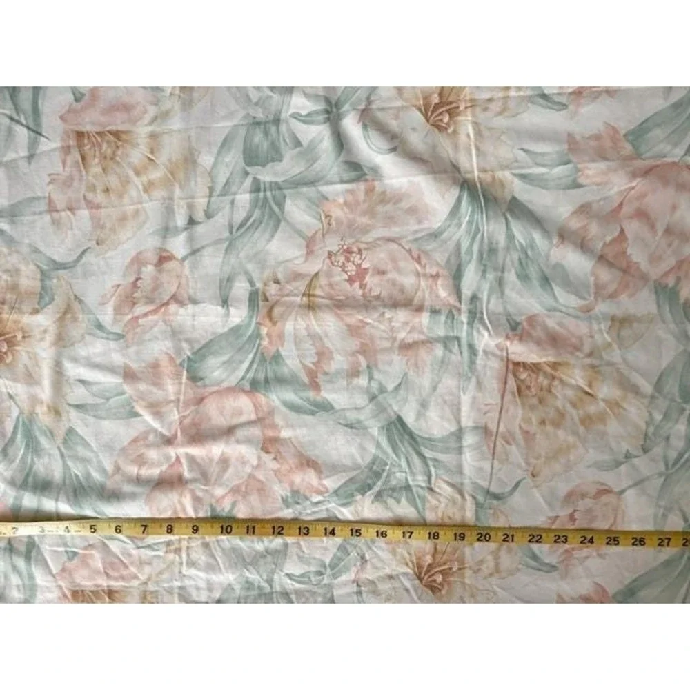 Vintage Full Size Flat sheet with peach and green large floral Westpoint Stevens
